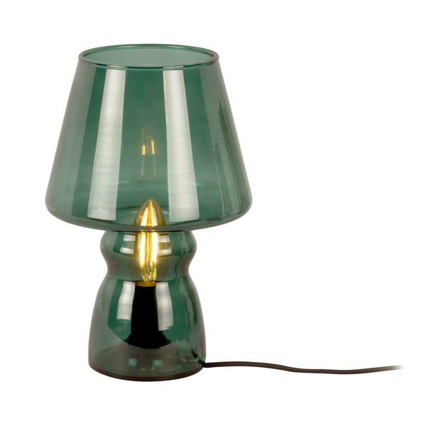 Tumši zaļa stikla galda lampa Leitmotiv Glass, augstums 25 cm