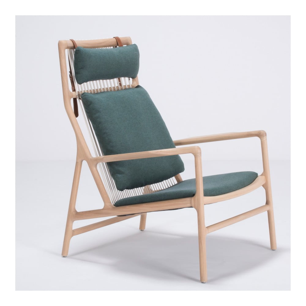 Ozolkoka krēsls ar zaļu auduma sēdekli Gazzda Dedo