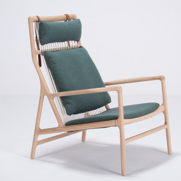 Ozolkoka krēsls ar zaļu auduma sēdekli Gazzda Dedo