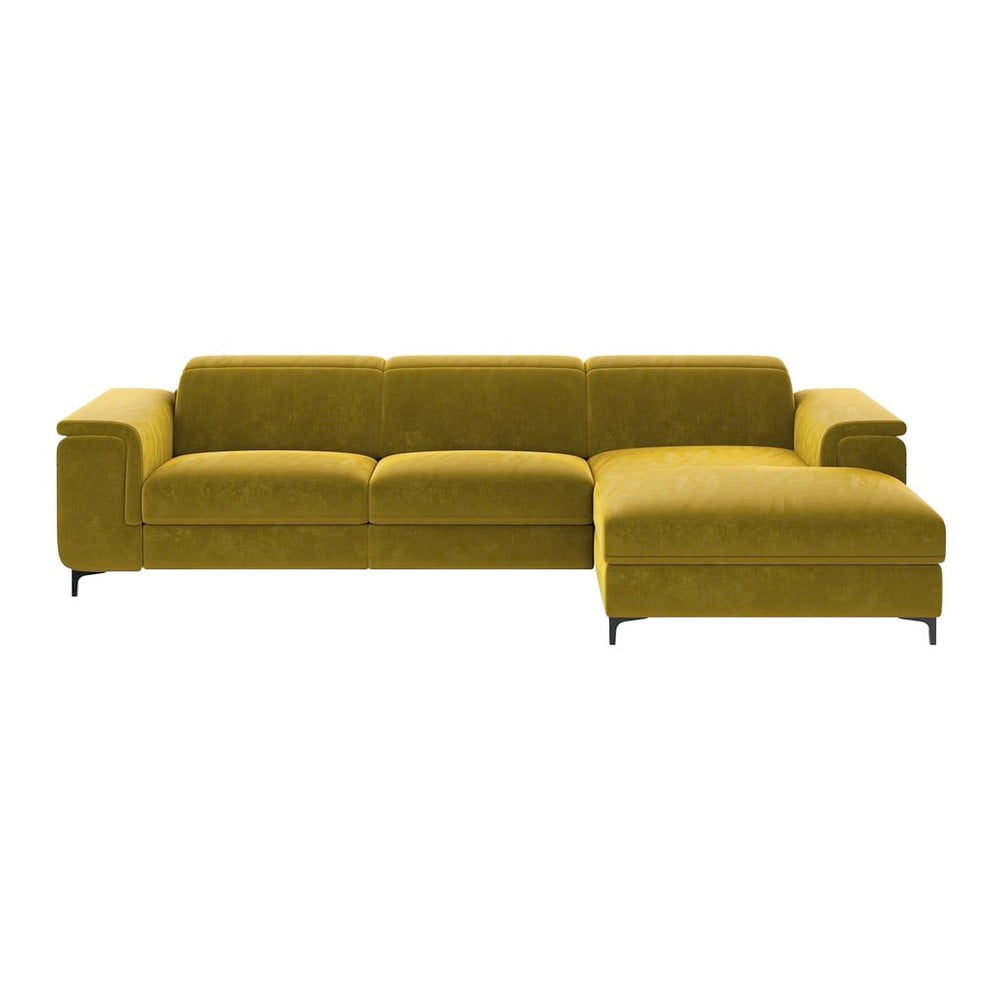Dzeltenais samta stūra dīvāns Mesonica Brito, labais stūris