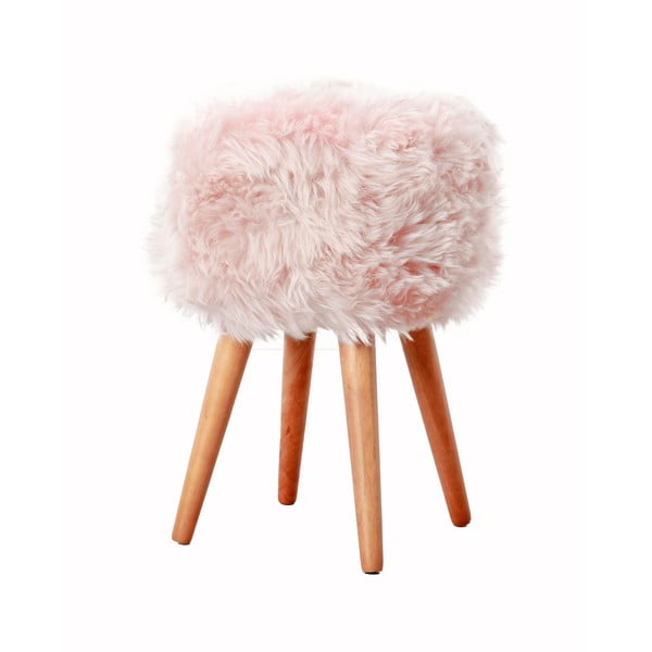 Krēsls ar rozā aitādas sēdekli Native Natural, ⌀ 30 cm
