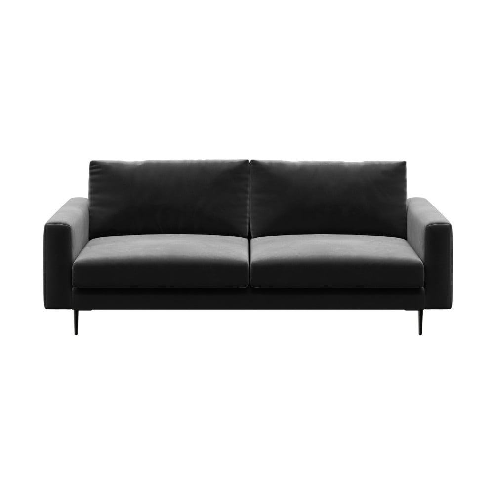 Tumši pelēks samta dīvāns Devichy Levie, 222 cm