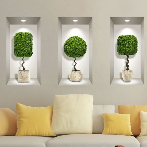3 3D sienas uzlīmju komplekts Ambiance Plants Ball