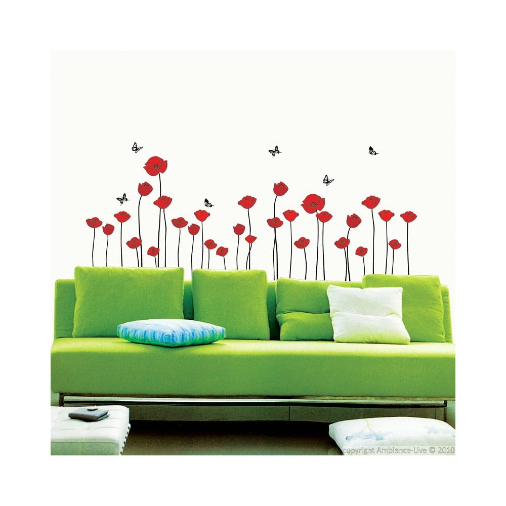 Sienas uzlīmju komplekts Ambiance Red Poppy Flowers