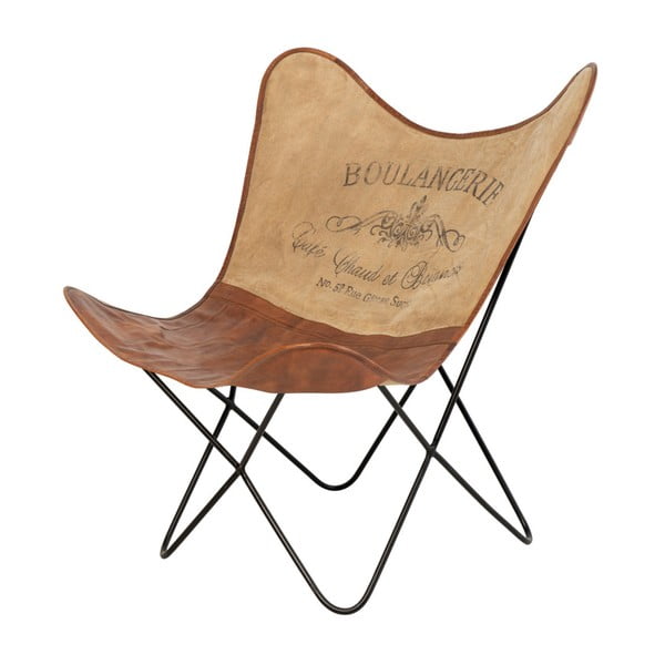 Brūns ādas krēsls ar uzrakstu sømcasa Farfalla