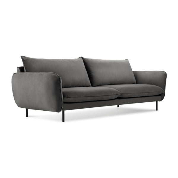 Tumši pelēks samta dīvāns Cosmopolitan Design Vienna, 200 cm