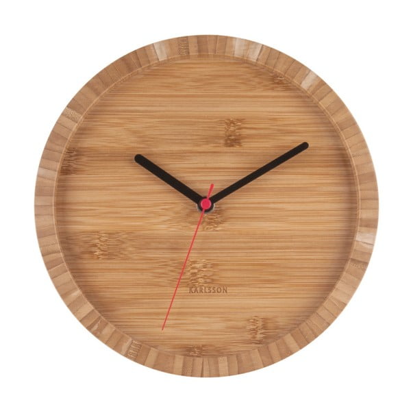 Brūns bambusa sienas pulkstenis Karlsson Tom, ⌀ 26 cm