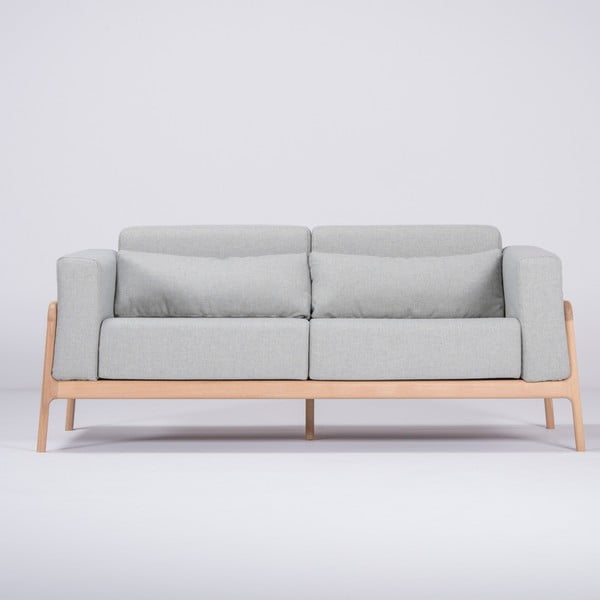 Zili pelēks dīvāns ar ozolkoka konstrukciju Gazzda Fawn, 180 cm
