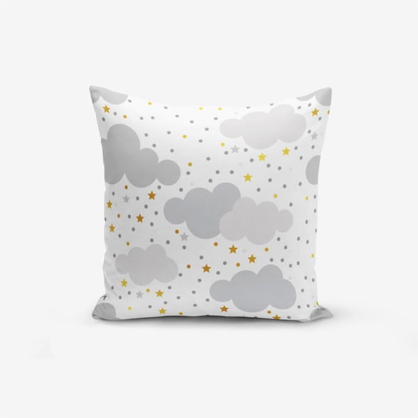 Spilvendrāna Minimalist Cushion Covers Grey Clouds With Points Stars, 45 x 45 cm