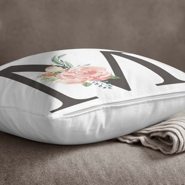 Spilvendrāna Minimalist Cushion Covers Floral Alphabet M, 45 x 45 cm