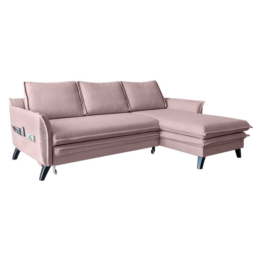Pūdera rozā izlaižams stūra dīvāns Miuform Charming Charlie, labais stūris