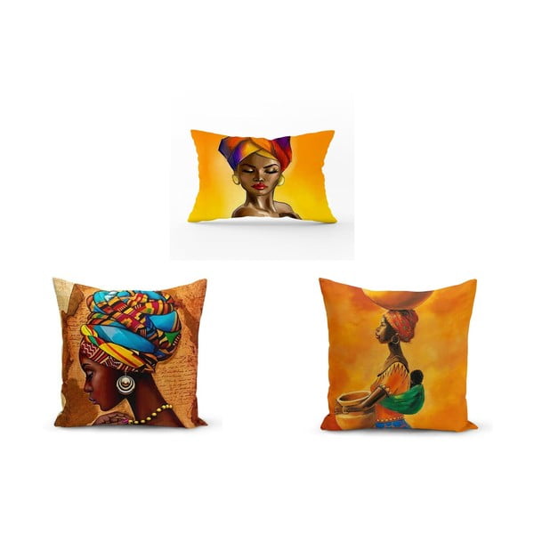 3 spilvendrānu komplekts Minimalist Cushion Covers African Culture, 45 x 45 cm
