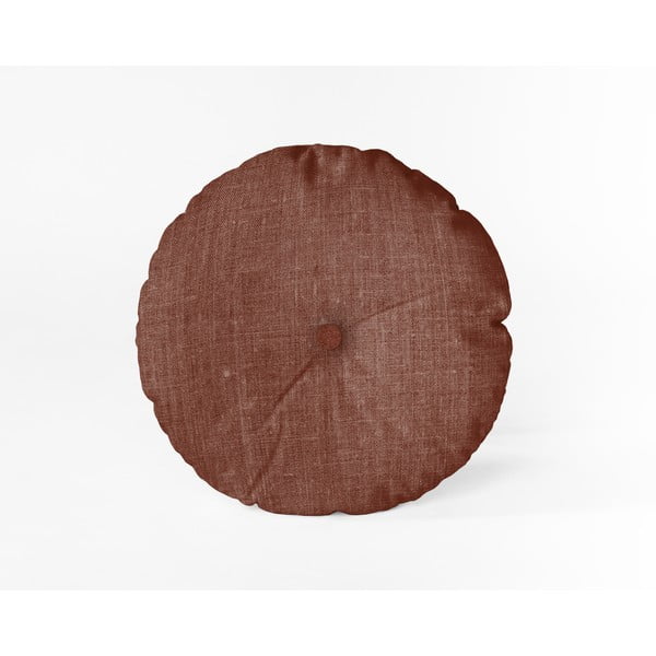 Vīna krāsas spilvens Linen spilvens Couture Cojin Redondo Burgundy, ⌀ 45 cm