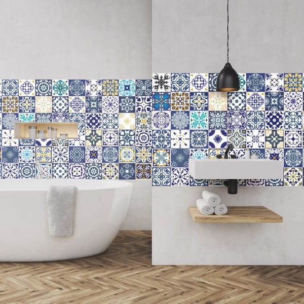60 sienas uzlīmju komplekts Ambiance Azulejos Kipra, 10 x 10 cm