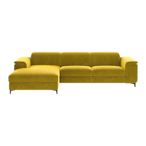 Dzeltenais samta stūra dīvāns Mesonica Brito, kreisais stūris
