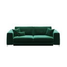 Tumši zaļš samta izvelkamais dīvāns Devichy Rothe, 256 cm