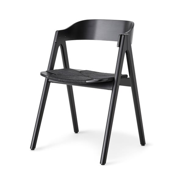 Melns dižskābarža pusdienu krēsls ar melnu rotangpalmas sēdekli Findahl by Hammel Mette