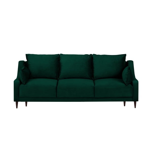Tumši zaļš samta izvelkamais dīvāns ar veļas kasti Mazzini Sofas Freesia, 215 cm