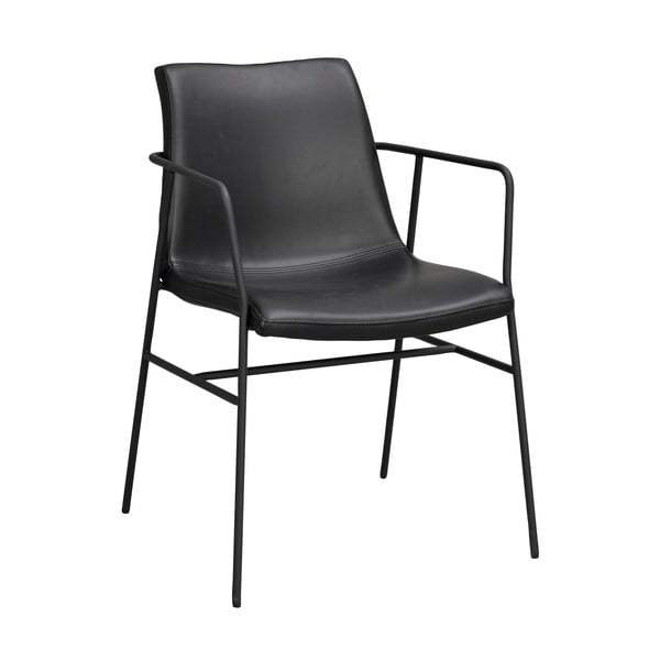 Melns ēdamistabas krēsls ar ādas imitācijas polsterējumu Rowico Huntingbay