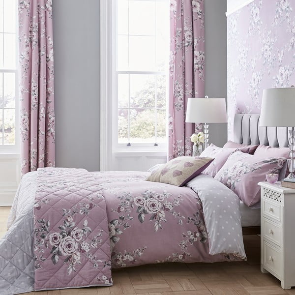 Gaiši violeta gultasveļa Catherine Lansfield Canterbury Rose, 135 x 200 cm