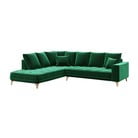 Tumši zaļš samta stūra dīvāns Devichy Chloe, kreisais stūris, 288 cm