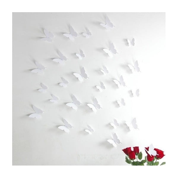12 baltu uzlīmju komplekts ar 3D efektu Ambiance Butterflies