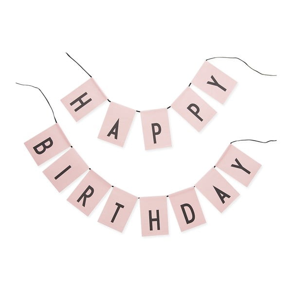 Rozā dzimšanas dienas virtene Design Letters Happy Birthday