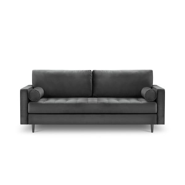 Tumši pelēks samta dīvāns Milo Casa Santo, 219 cm