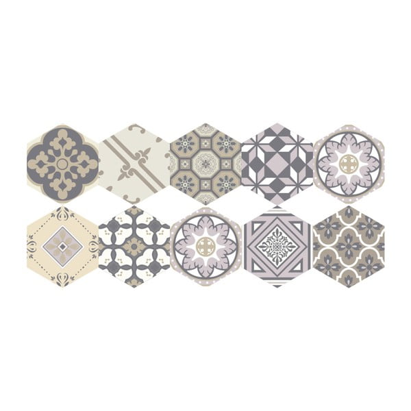 10 grīdas uzlīmju komplekts Ambiance Hexagons Vita, 40 x 90 cm