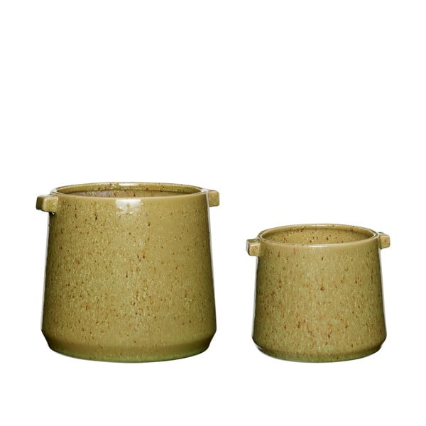 2 zaļu keramikas puķu podu komplekts Hübsch Herb