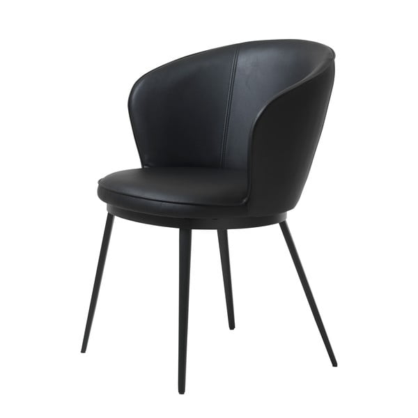 Melns mākslīgās ādas ēdamistabas krēsls Unique Furniture Gain Leath