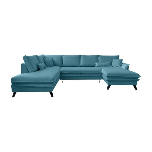 Tirkīza zils izlaižams U-veida dīvāns Miuform Charming Charlie, kreisais stūris