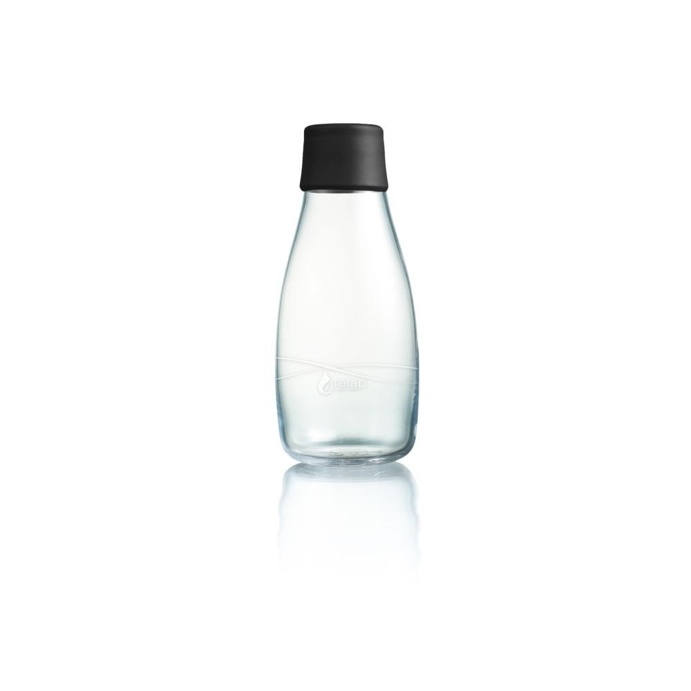 Melna stikla pudele ar mūža garantiju ReTap, 300 ml