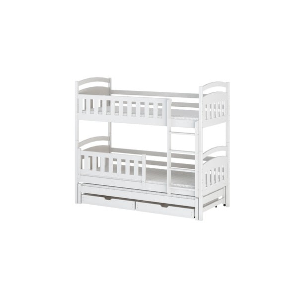 Balta divstāvu gulta ar uzglabāšanas vietu 80x160 cm Blanka - Lano Meble