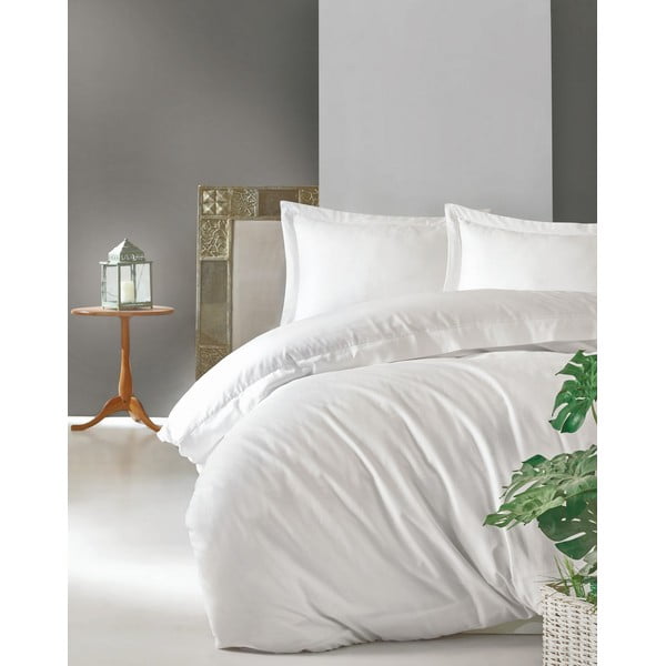 Balta kokvilnas satīna gultasveļa Cotton Box Elegant, 200 x 200 cm