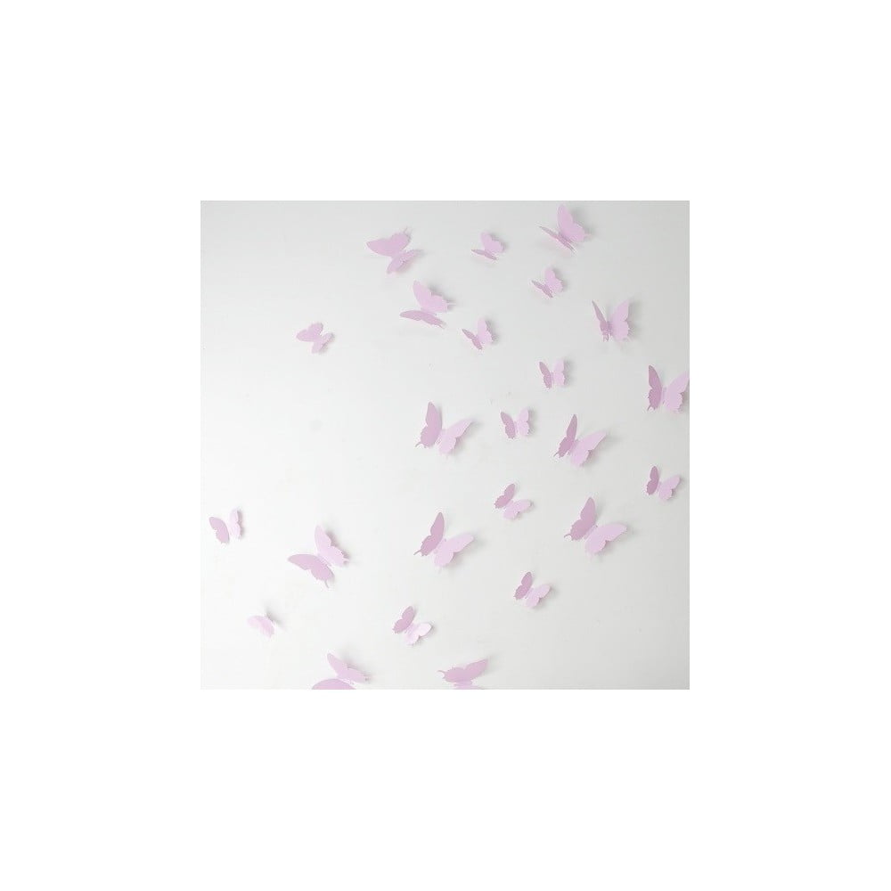 12 rozā 3D uzlīmju komplekts Ambiance Butterflies