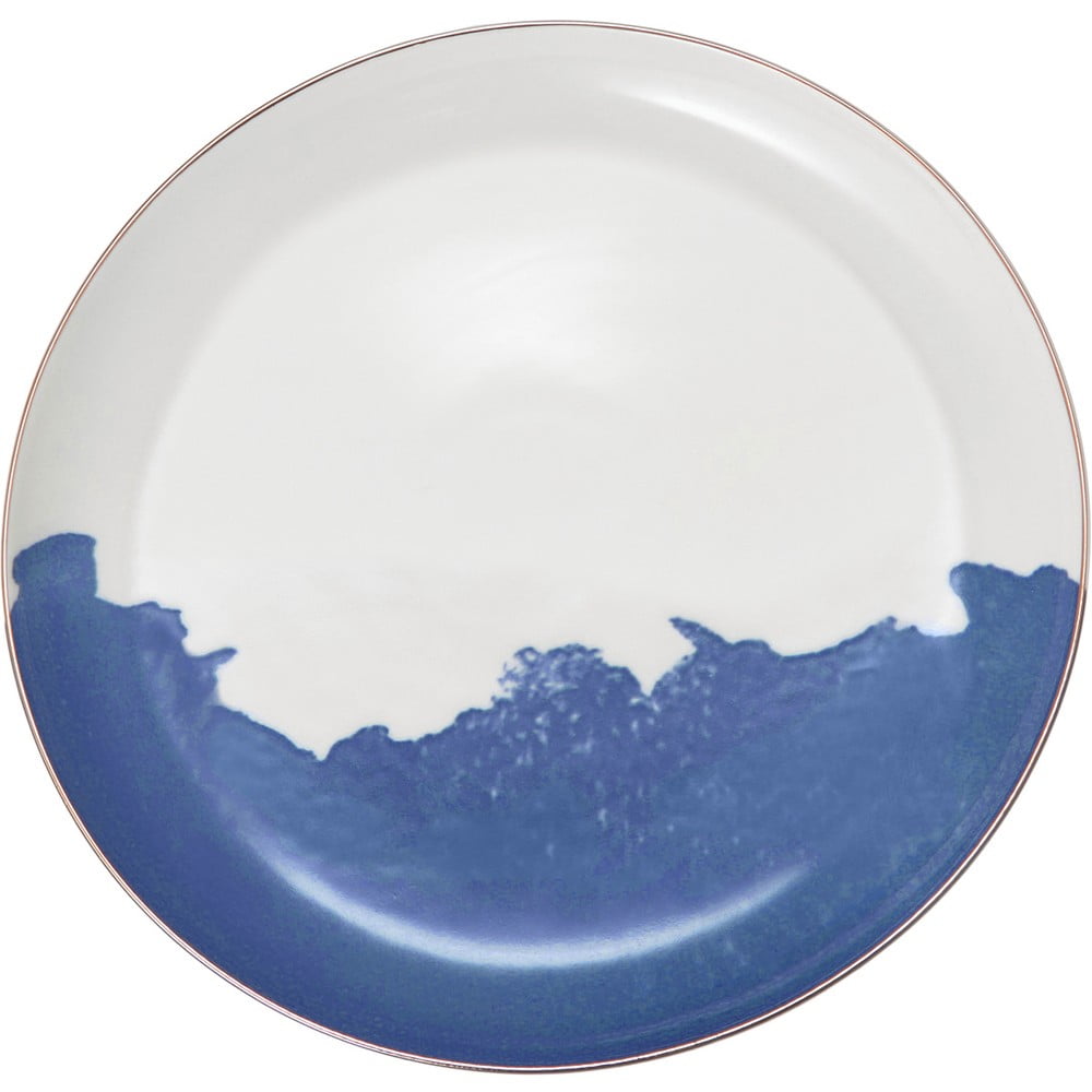 2 zili baltu porcelāna deserta šķīvju komplekts Westwing Collection Rosie, ø 21 cm
