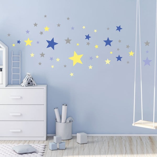 50 sienu uzlīmju komplekts Ambiance Stars Blue and Yellow