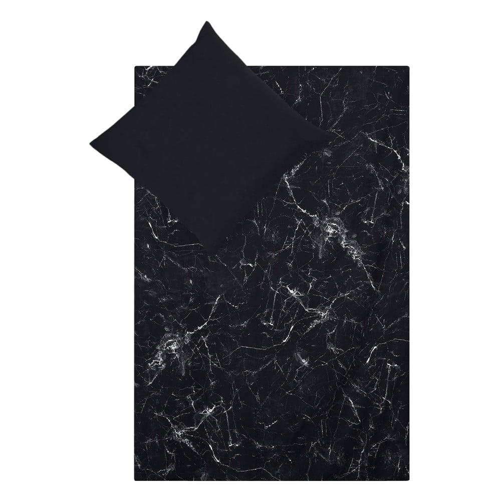 Melna vienguļamā kokvilnas gultas veļa Westwing Collection Malin, 155 x 220 cm