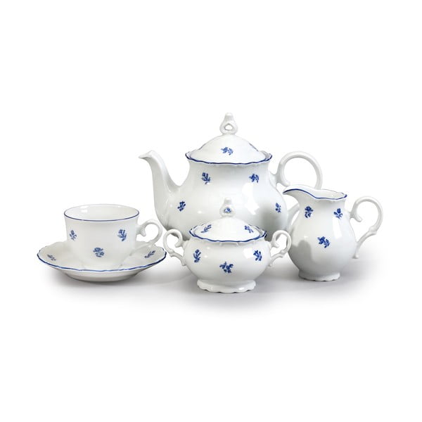 Porcelāna tējas komplekts ar zilu ziedu motīvu Thun Ophelia