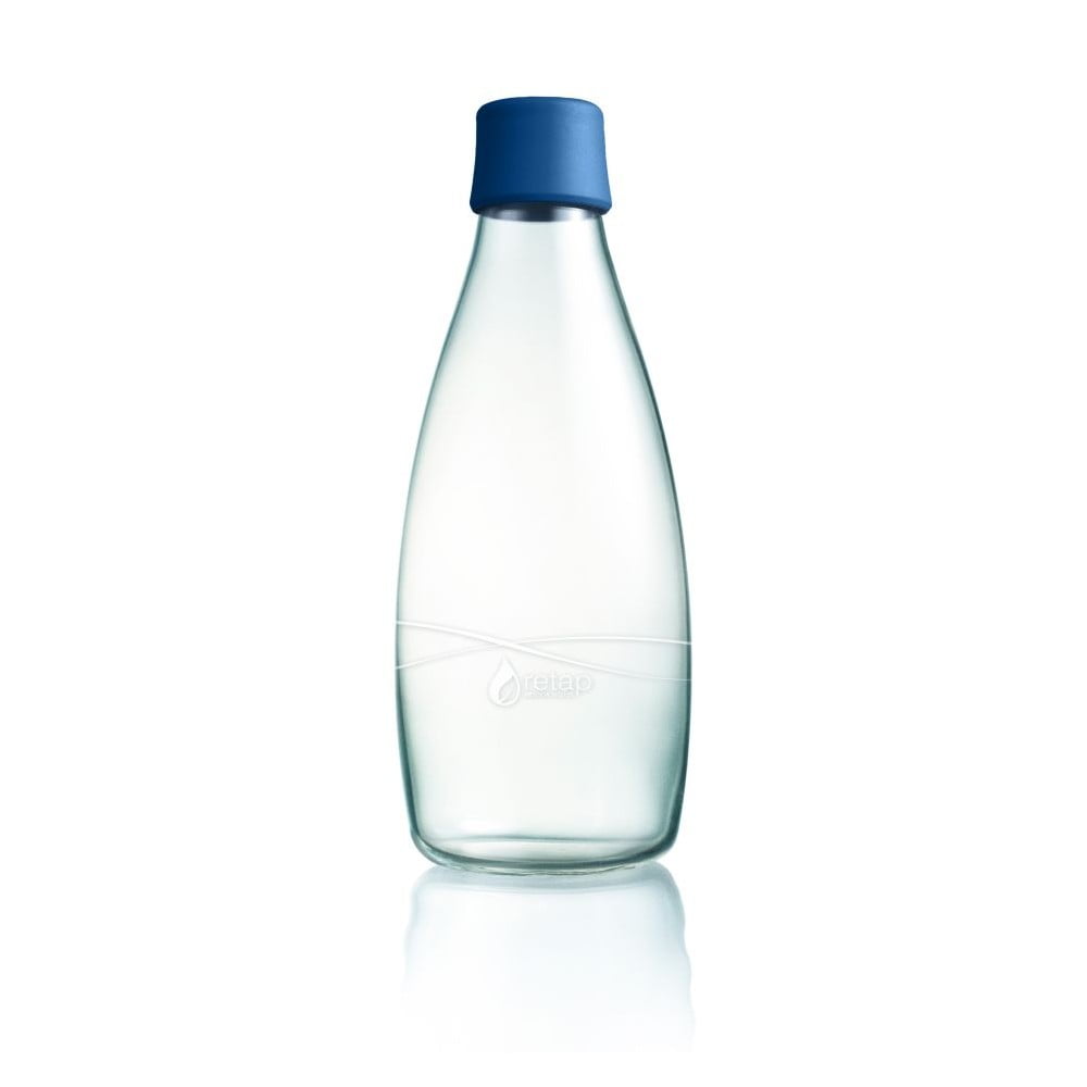 Tumši zila stikla pudele ar mūža garantiju ReTap, 800 ml