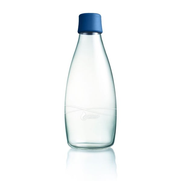 Tumši zila stikla pudele ar mūža garantiju ReTap, 800 ml