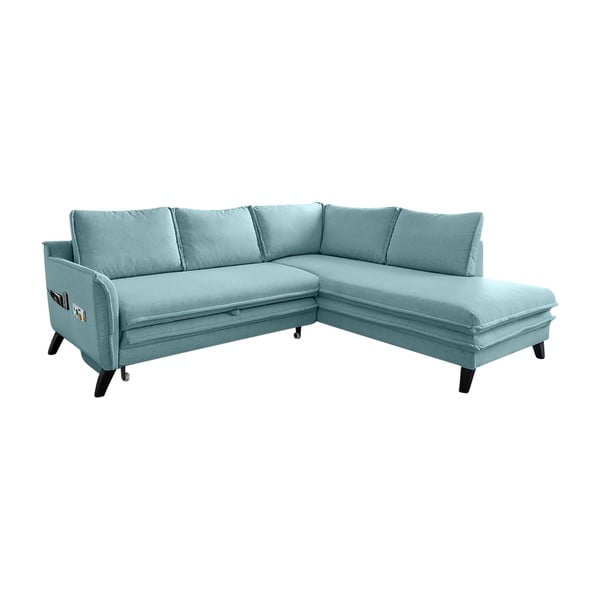 Gaiši zils izlaižams stūra dīvāns Miuform Charming Charlie L, labais stūris