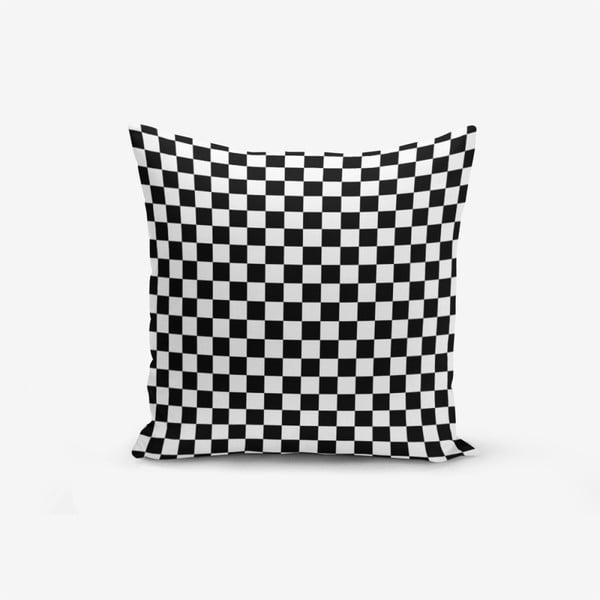 Spilvendrāna Minimalist Cushion Covers Black White Ekose, 45 x 45 cm