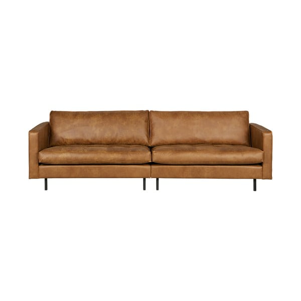 Konjaka brūns pārstrādātas ādas dīvāns BePureHome Rodeo, 277 cm