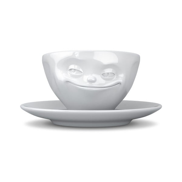 Balta porcelāna kafijas krūze ar smaidīgu seju 58products , tilpums 200 ml