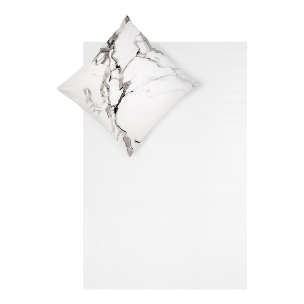 Balti pelēka kokvilnas vienguļamā gultas veļa Westwing Collection Malin, 135 x 200 cm