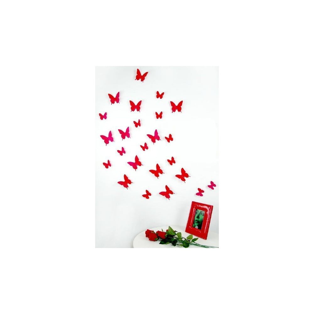 12 sarkanu uzlīmju komplekts Ambiance Butterflies