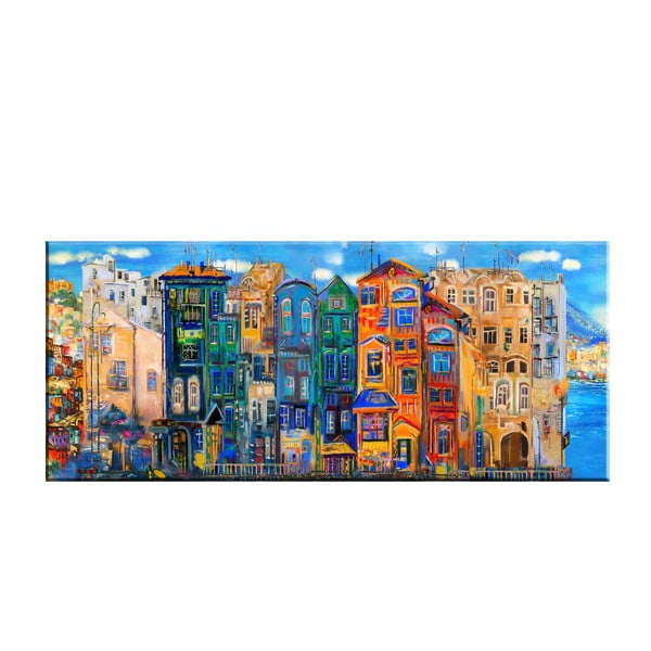 Glezna Tablo Center Colorful Houses, 140 x 60 cm