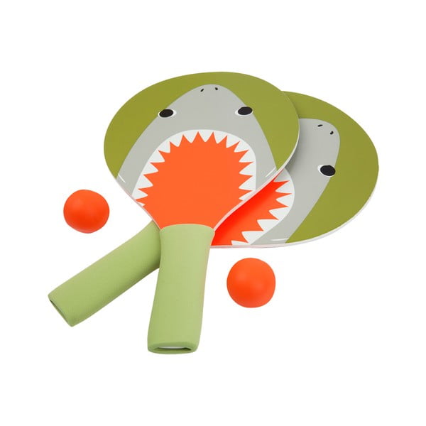 2 galda tenisa nūju un bumbiņu komplekts Sunnylife Shark Attack